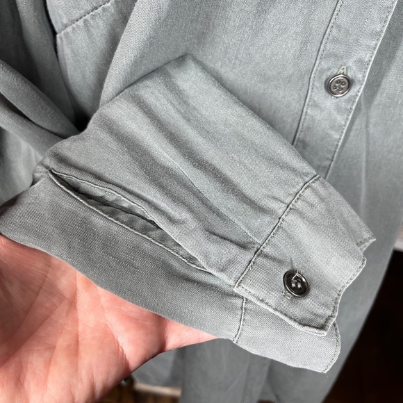 Soft Surroundings Green Long Sleeve Button Down Shirt Dress S Lyocell Soft Comfy - Picture 7 of 11